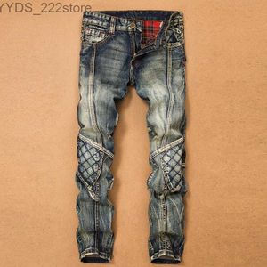 Jeans pour hommes jeans jeans pantalon de cargaison patchwork denim trojan cheval bicycle de haute qualité concepteur décontracté.