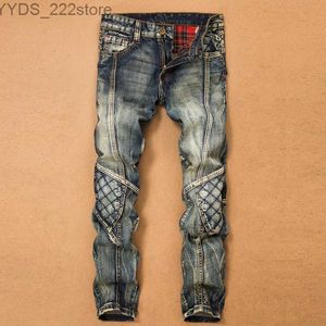 Dames jeans heren jeans lading broek patchwork denim trojan paarden fiets hoogwaardige heren rechtstreekse casual ontwerper militaire multi pocket yq240423