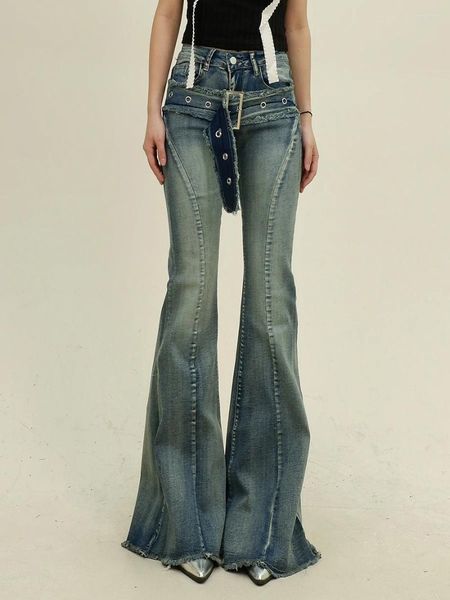 Jeans pour femmes micro la denim pour les femmes 2024 American Style High Street Retro Spicy Girl a l'air mince et mousse le sol avec des sabots