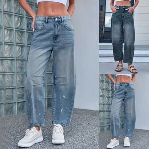 Jeans féminins à mi-taille jambe large pour les femmes printemps été surdimensionné surdimensionné des pantalons en jean poches Baggy mode Y2k Girls Streetwear