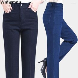 Jeans pour femmes Moyen Âge Baggy Denim Pantalon Femmes Casual Grande Taille 28-38 Maman Droite Taille Haute Stretch Vaqueros Élégant Rétro Jeansy