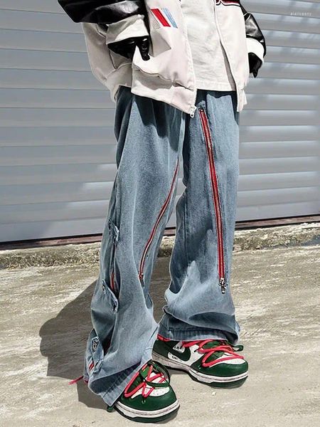 Jeans pour femmes moins deux marchandises Harajuku décontractée punk rock pantal-leg à jambe large rue Y2k cargo rétro zipper scission