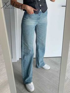 Jeans femme MiuKoMiya jambe large rose jean femme taille haute gris tout pantalon en denim jean rétro droit femme 2023 pantalon en denim à la mode J240306