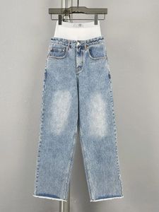 Damesjeans Mmsix 2023 Casual alles-in-één kasjmier denim broek streetwear mode splitsen ontwerp vrouwelijke broek