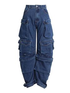 Damesjeans Multi-pocket persoonlijkheidsontwerp effen kleur Y2K baggy jeans dames high street hiphop wijde pijpen casual rechte jeans met hoge taille 231025