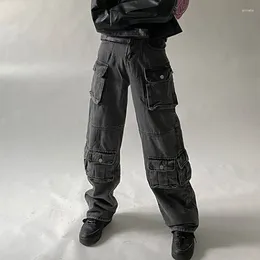 Damesjeans Multi-pocket werkkleding Motor Cool Denim Rechte broek Losse mode Street Style Meisje Casual voor dames