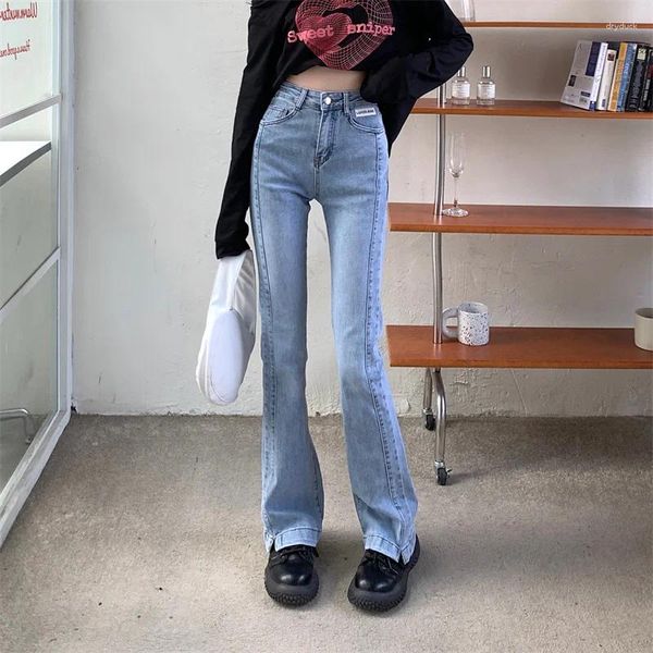 Jeans pour femmes N5249 Design Slim taille haute, pantalon Long de couleur claire