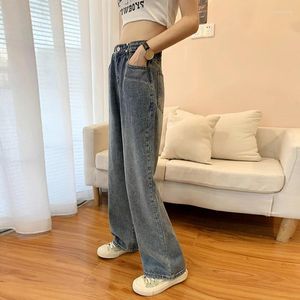 Jeans pour femmes N5786 Retro High Waist Loose Lot-Leg All-Match Wide-leg-Leg Pantal