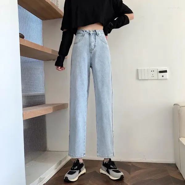 Jeans féminins N5788 Fashion All-Match High-Waist Slim Nine Point Wide-leg-Leg-Pantal