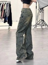 Jeans féminins Nouveau design denim pantalon de jambe large haute mode haute longueur jeans montre un pantalon classique mince