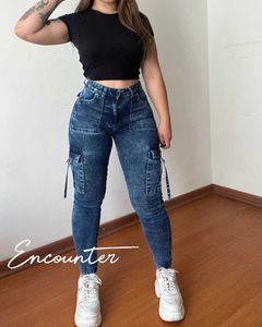 Jeans pour femmes Nouvelles mode 2024 taille haute serrée strtech hanche amélioration slim ajustement pour femmes jeans crayon wahed sexy