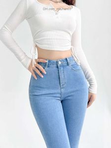 Jeans de mujer Nuevos jeans de alta elasticidad de alta calidad para mujer, ajustados, de talle alto, nalgas de melocotón, pantalones de lápiz, estilos sexy europeos y americanos Z230728