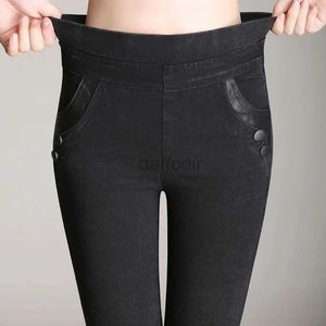 Jeans pour femmes nouveau slim taille haute Stretch femmes noir crayon pantalon Faux Denim taille haute grande taille S-5XL Jeans 24328