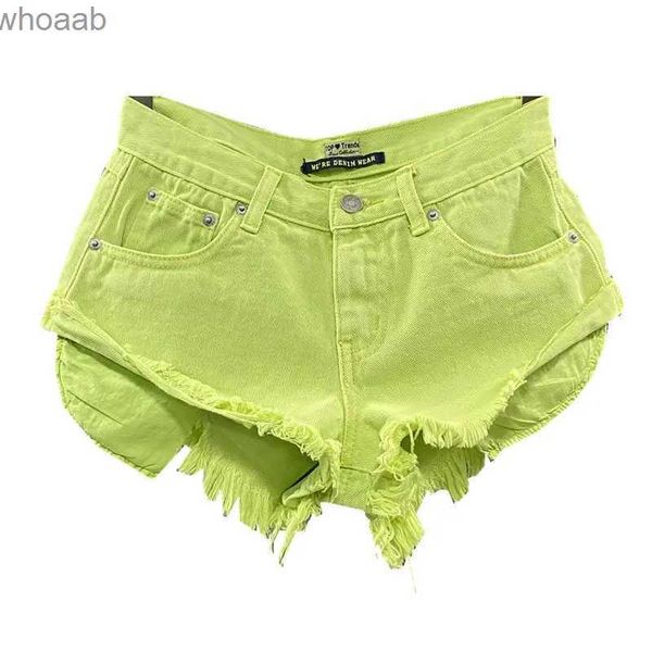 Jeans pour femmes Nouveau été femmes fruits vert denim shorts sexy taille basse a-ligne gland court pantalons chauds dames mode personnalité poche rose yq240116