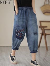 Jeans féminins NYFS 2024 Summer femme en liberté plus taille harem pantal