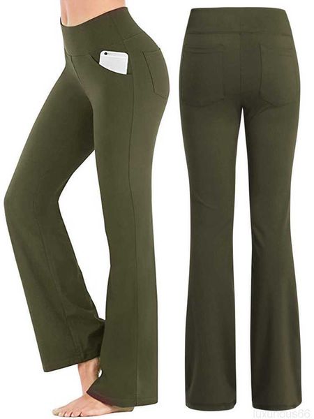 Pantalones vaqueros de mujer Ogilvy Mather Sólido Elegante Mujer Mujer Piernas de mujer Pantalones Palazzo Flared Wide Killer Cintura alta OL Ladies Career Pantalones largos