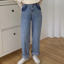 Jeans pour femmes Ordifree 2023 Spring Femmes High Taille Casual Denim Pantalon Patchwork Streetwear Mode Pantalon bleu