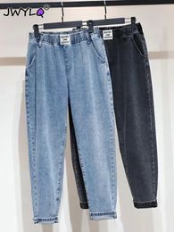 Jeans pour femmes surdimensionné 5XL taille haute élastique cheville longueur sarouel denim pantalon simple basique lâche streetwear femmes pantalons vaqueros 231122