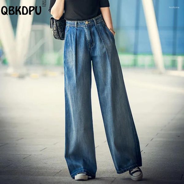 Jeans femme surdimensionné 80kg Baggy jambe large femmes Streetwear lavage taille haute Denim pantalon mère printemps coréen Vintage droit Vaqueros