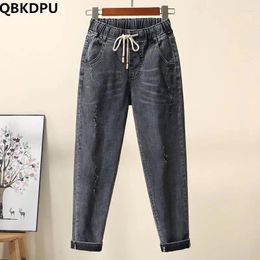 Les jeans de femmes surdimensionnent pour 100 kg de taille élastique droite provoque pour femmes vintage pantalon denin coréen baggy femelle Vaqueros 2024