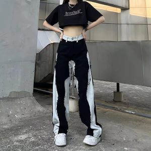 Jeans Femme Oversize Ins Jeans Noir Femme Été Harajuku Y2k Streetwear Taille Haute Vintage Droite Jambe Large All Match Baggy Pantalon Décontracté 230503