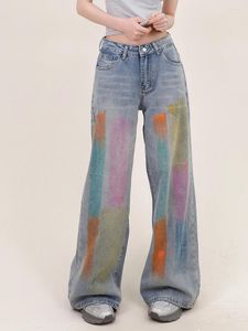 Jeans pour femmes peintes lavage de l'été 2024 BF American Retro Couple