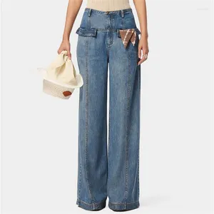 Pantalons de jeans pour femmes 2024 Été à la mode coréenne haute taille vintage Pool pur coton large jambe y2k baggy