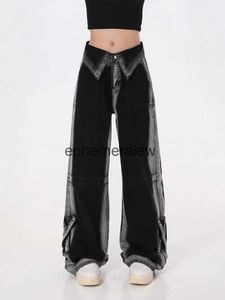 Pantalones vaqueros para mujer Capris Mujeres Negro Gótico Cargo Y2k Pierna ancha Cintura alta Moda coreana Punk Goth Denim Pantalones Baggy Vintage Verano
