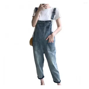 Dames Jeans Broek Casual Broek Dames Zakken Denim Losse Jumpsuits Zomer Overalls Linnen Jarretel Overall Tuinbroek Negende