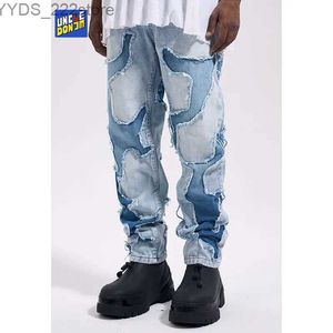 Dames jeans patch werk werk heren tassel jeans hiphop street heren jeans y2k heren jeans gemaskeerde goederen jeans 2023 luxe jeans yq240423