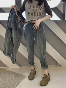 Jeans pour femmes en forme de poire Harun femelle 2024 printemps gras mm pantalon papa grande taille haute taille radis y2k