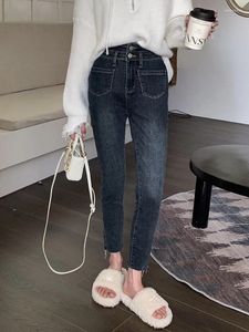 Jeans pour femmes crayon pour femmes vintage stretch taille haute maigre longueur cheville pantalon en denim stretch 2023