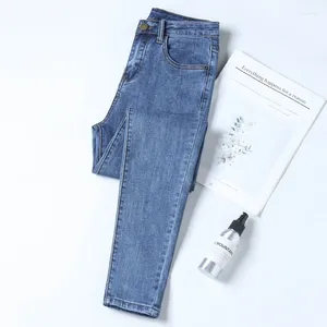 Pantalones de lápiz de jeans para mujeres Fit Slim Spring Summer Stretch For Lady 2024 Pantalones de mezclilla delgada de cintura alta negros/vintage azul 25-31