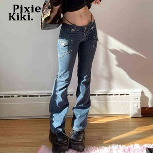 Jeans pour femmes PixieKiki Sexy Low Rise Skinny Jeans Femmes Streetwear Vintage Vêtements Y2k Flare Pantalon 90s Esthétique Denim Pantalon P67-DI50 T220825