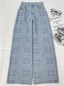 Jeans pour femmes Plaid Y2k Vintage Cowboy Pantalon Harajuku Esthétique Oversize Taille Haute Denim Pantalon Années 90 2000 Trash Vêtements 2024
