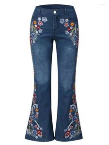 Damesjeans Plus Size Borduurmom Casual Boot Cut Flare voor dames Herfst Streetwear 90s Vintage kleding Zomer lage taille broek