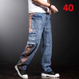 Pantalones vaqueros de talla grande para mujer, pantalones vaqueros para hombre, pantalones vaqueros holgados, ropa de calle, pantalones de retales, moda de talla grande para hombre CausalL231026