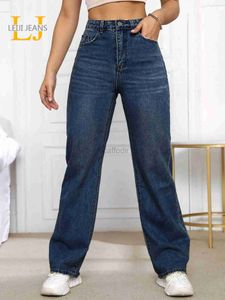 Jeans femme Grande taille jean à jambes larges pour femmes taille haute extensible lâche femmes denim jean pleine longueur jean courbé 175 cm de haut 100 kg pantalon 24328