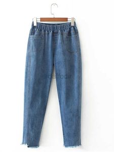 Jeans Femme Grande taille vêtements pour femmes jean taille élastique taille haute Stretch printemps automne Stretch jean couture Simple pantacourt 4XL 24328