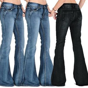Jeans pour femmes plus taille xs-4xl femmes printemps été automne mode décontracté sexy de la jambe large cloche fond skinny slim push pantalon denim