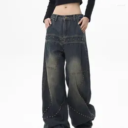 Dames jeans QWEEK Star Girls Y2k Grunge oversized streetwear Baddies gotische denim broek dames vintage Koreaanse mode wijde pijpen broek