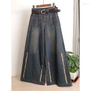 Jeans pour femmes Qweek Y2K Vintage rayé femme streetwear mode coréenne surdimensionné denim pantalon harajuku évasé printemps baggy pantalon