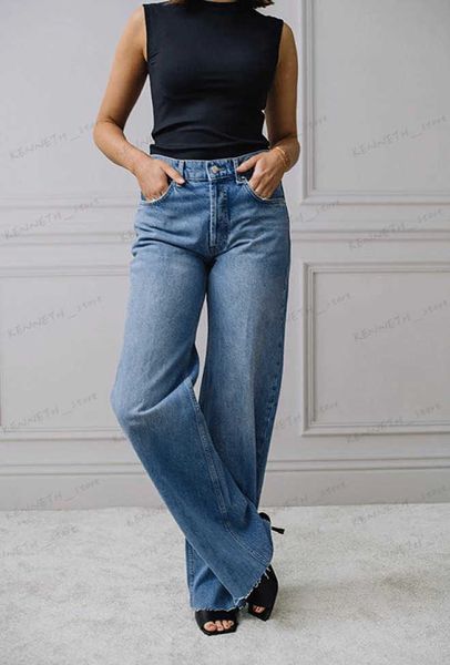 Jeans para mujer Dobladillo de borde crudo de longitud completa Jean Mujeres 2023 Otoño Invierno Ropa Diseñador 90s Vintage Denim Pantalón Pantalones largos Streetwear Mujer T240129