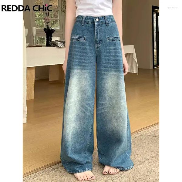 Jeans para mujeres Reddachic 90 Whiskers retro Mujeres hileras HIPHOP Pantalones de novio de altura