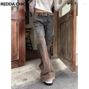 Jeans pour femmes Reddachic Cowboy Streetwear Low-Waist Y2K Femmes Fared Leg Aubi Pantal
