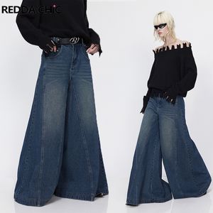 Jeans pour femmes REDDACHiC coréen élégant femmes Baggy jambe évasée lâche Vintage éléphant cloche bas Bootcut bleu pantalon taille haute pantalon 230821