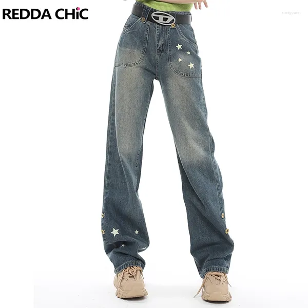 Jeans para mujer REDDACHiC Pantalones de mujer Acubi Moda Pantalones de carga de estrella de cintura baja Y2k Baggy Tall Girl Friendly Skater suelto Streetwear