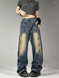 Jeans pour femmes restaurent les anciennes manières américaines Gexinggao Steet lavé rétro mode couture silhouette pantalon large pour hommes et femmes