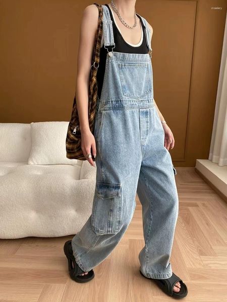 Jeans de mujeres Retro y moderno diseño de ropa de trabajo American Sense suelto delgado de mezclilla de plomo ancho