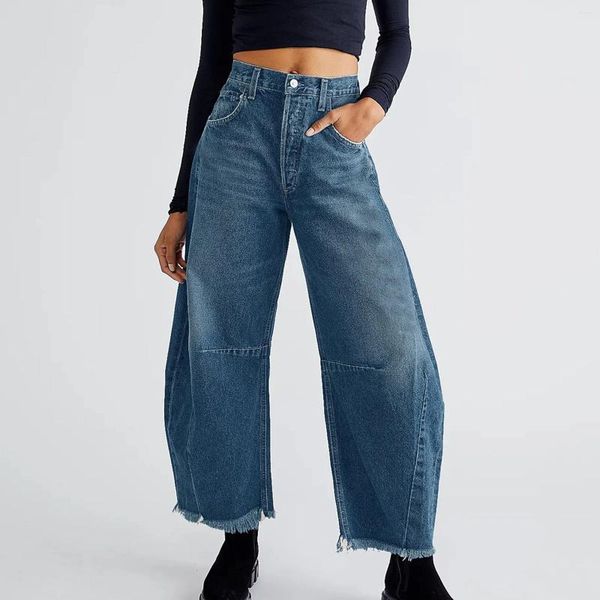 Jeans pour femmes rétro Baggy pour femmes taille haute classique jambe large pantalon en denim mode pantalon ample femme décontracté streetwear y2k